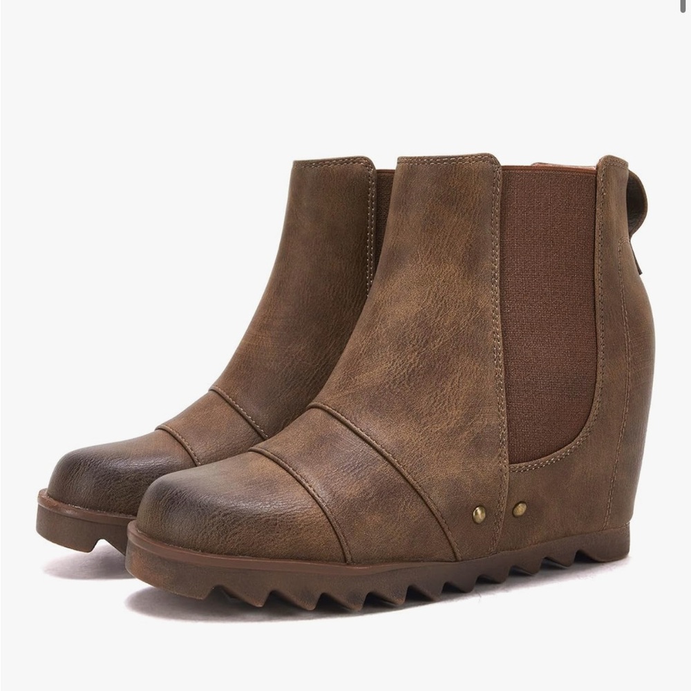 Brown Wedge Ankle Boots